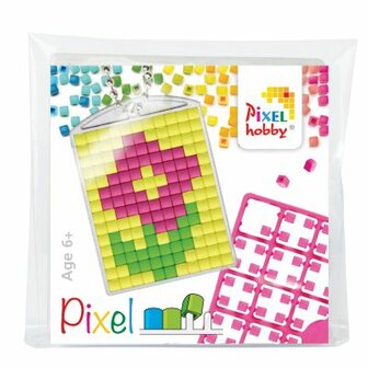 Pixel Medaillon sleutelhanger bloem / Pixelhobby