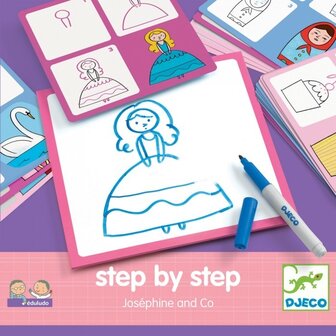 Step-by-step prinsessen tekenkaarten Josephine and Co / Djeco