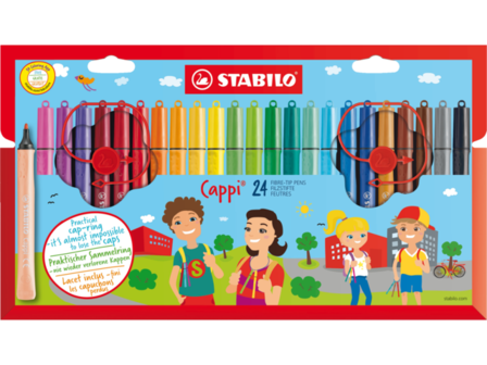 24 stabilo cappi viltstift in etui