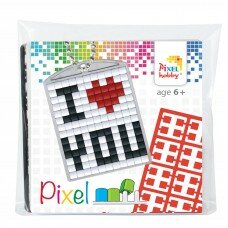 Pixel Medaillon sleutelhanger I Love You / Pixelhobby