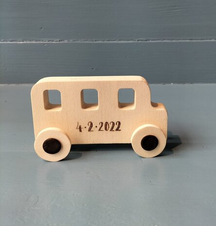 Houten mini schoolbus met naam / ES-Making