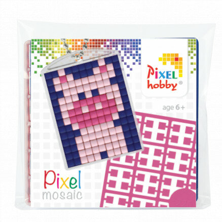 Pixel Medaillon sleutelhanger varken / Pixelhobby