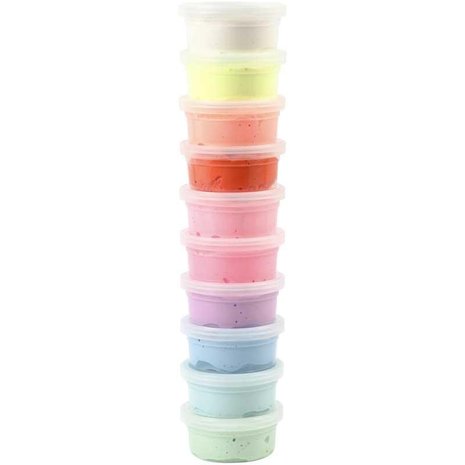 Silk Clay Basic 2 neon blauw, mint groen, neon groen, neon geel, wit, neonpaars, neon oranje, oranje, neon roze, roze