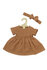 Jurk met ruches en haarband caramel (35-45cm) Heless