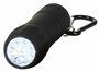 Stevige natuur zaklamp met karabijnhaak. LED verlichting. Afmeting 9,7x3x1 cm. Batterijen (3xAAA) niet meegeleverd.